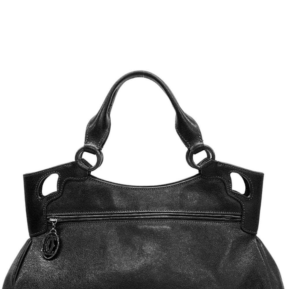 Cartier Black Leather Structured Tote with Perforated Logo - Picture 4 of 11